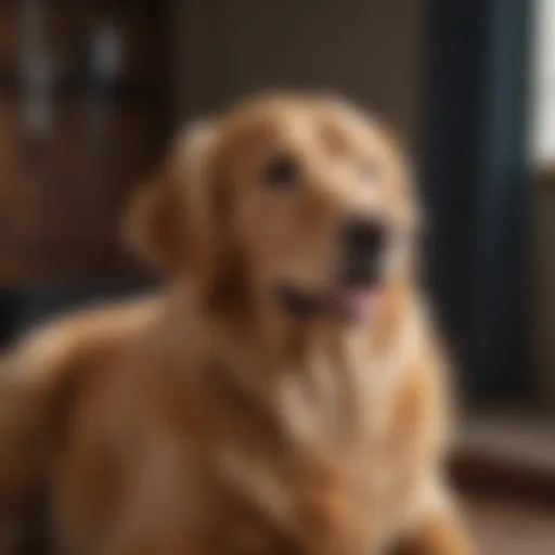 Golden Retriever enjoying a grooming session