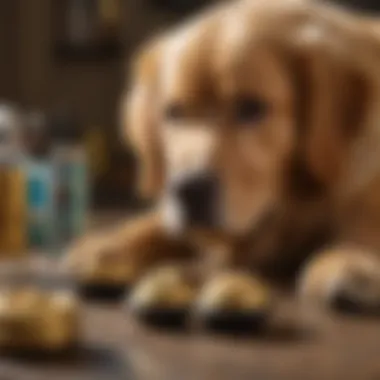 Grooming tools laid out for Golden Retriever care