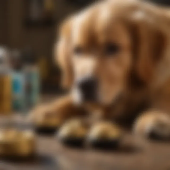 Grooming tools laid out for Golden Retriever care