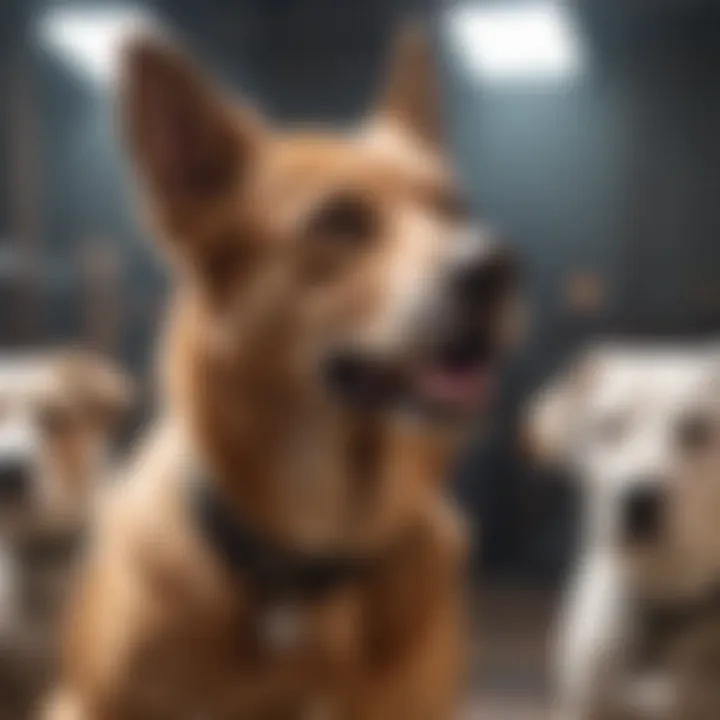 A diverse group of dogs learning together