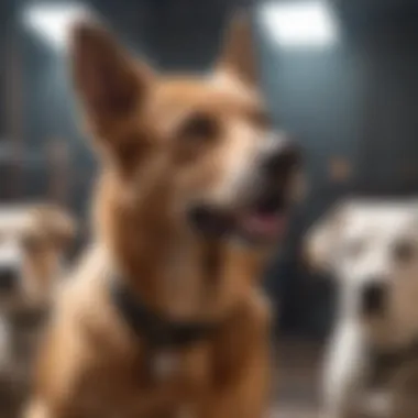 Diverse Dogs in Training A diverse group of dogs learning together