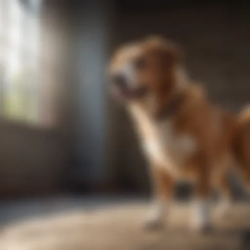 A focused dog responding to a command