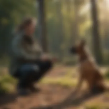 Positive Reinforcement in Training A trainer using positive reinforcement with a dog