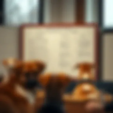 Crafting a Tailored Marketing Strategy A marketing plan displayed on a whiteboard with strategies for dog trainers