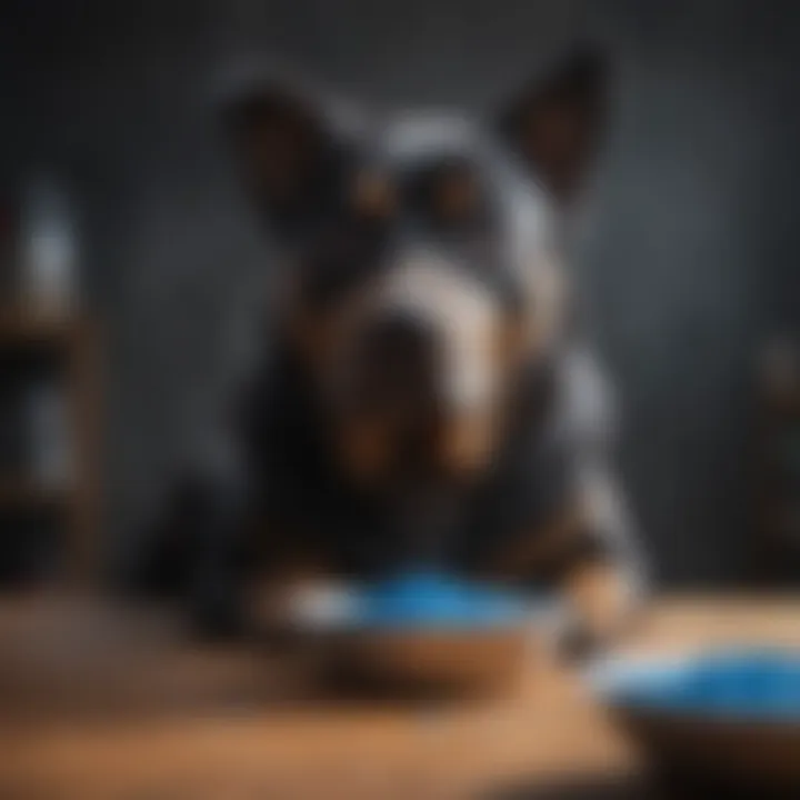 Happy dog enjoying a bowl of Blue dog food