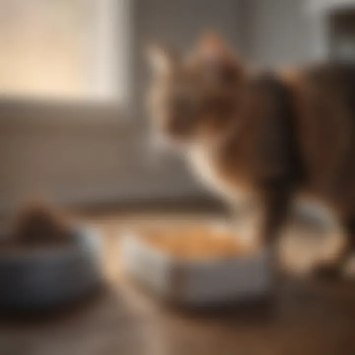 Feline companion using a litter box with minimal tracking