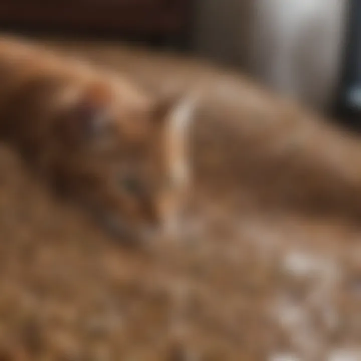 Comparison of cat litter materials on a clean surface