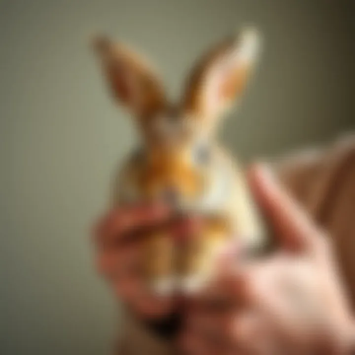 A person holding a bunny with affection