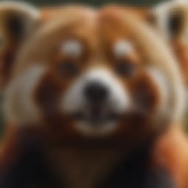 A close-up of a red panda's facial features, showcasing its unique expression.