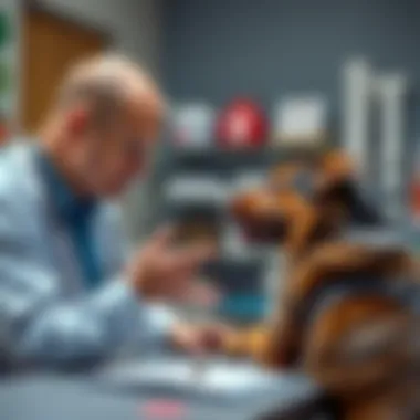 Vet Consultation on Flea Treatments A veterinarian discussing flea treatment choices with a dog owner.