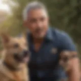 Cesar Millan demonstrating dog training techniques