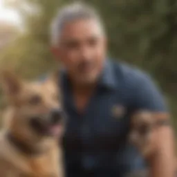 Cesar Millan demonstrating dog training techniques