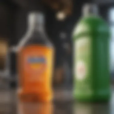 Dishwashing Liquid and Its Bubbles Bottle of dishwashing liquid with bubbles