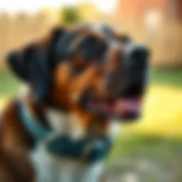 Close-up of an Adaptil collar on a dog