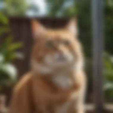 A cat enjoying its time in a secure outdoor enclosure