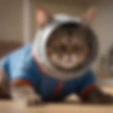 Soft Recovery Suit for Post-Operative Care A cozy soft recovery suit on a cat, promoting healing and ease.