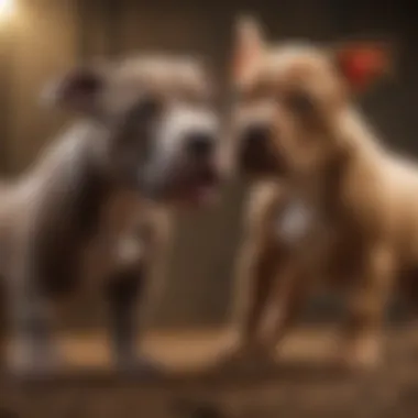 Energetic American Pit Bull Terrier Puppies at Play Playful American Pit Bull Terrier puppies interacting with each other