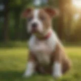 Adorable American Pit Bull Terrier puppy sitting on grass