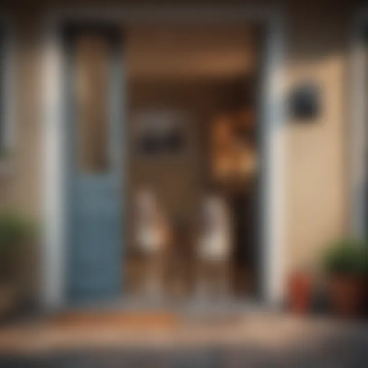 A happy dog using an automatic doggy door