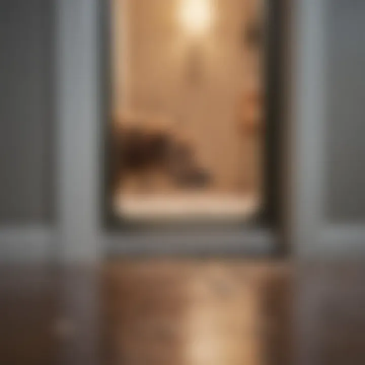 Illustration of the installation process for an automatic doggy door