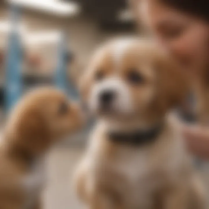A customer interacting with a puppy at PetSmart
