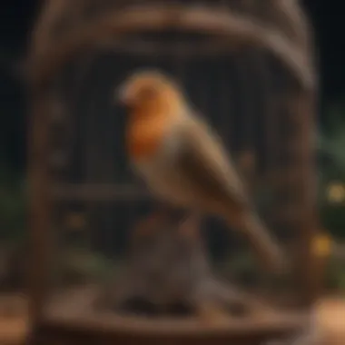 Artistry in Avian Habitats Elegant wooden bird cage with intricate designs showcasing fine craftsmanship.