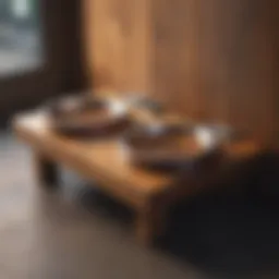 Elegant wooden dog bowl stand featuring dual bowls