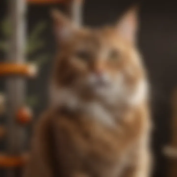 A cat owner maintaining and cleaning a cat tree to ensure its longevity.