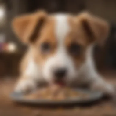 Happy puppy enjoying freeze-dried raw food