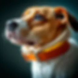 A close-up of a flea collar on a pet's neck