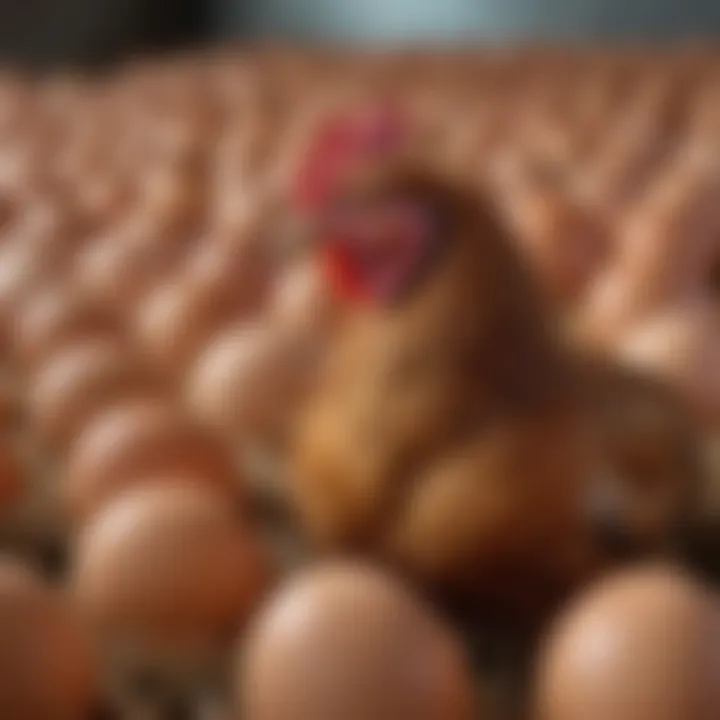 Close-up of a high-performing hen breed known for prolific egg production.