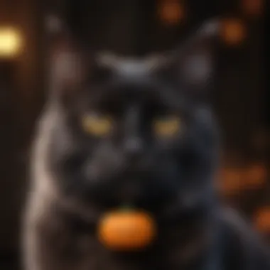 A collection of Halloween-themed black cat name tags