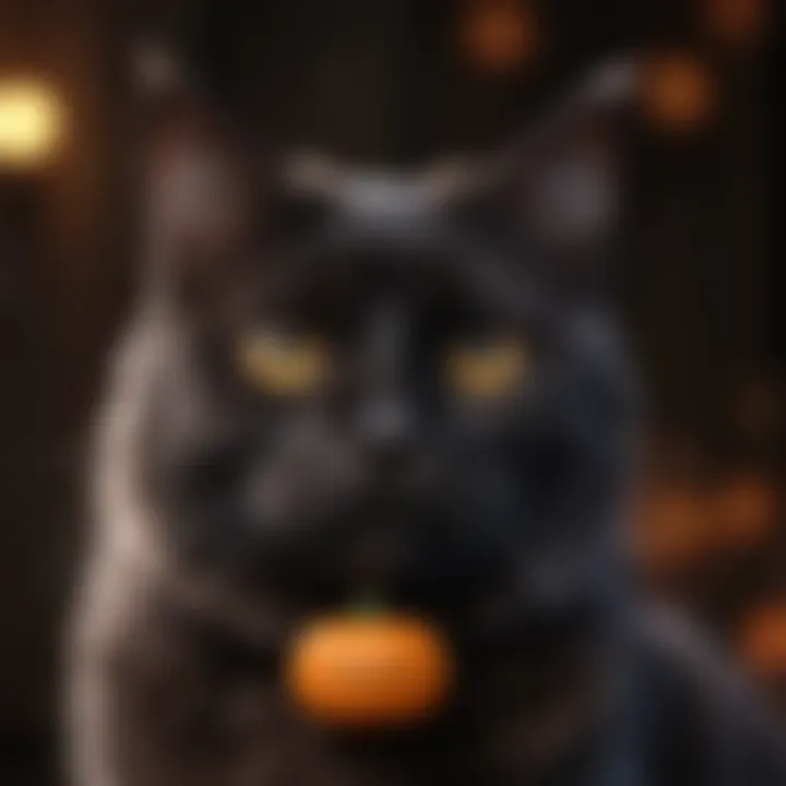 A collection of Halloween-themed black cat name tags