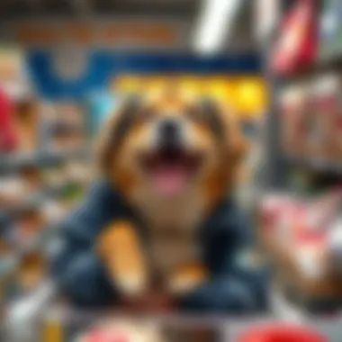 A happy pet owner shopping online