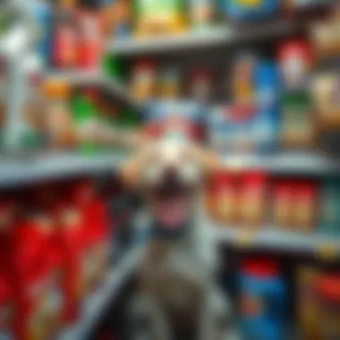 A well-organized pet supply shelf