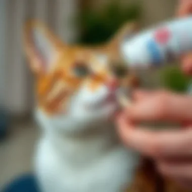Administering Cosequin to Enhance Joint Health A close-up of a cat receiving a liquid supplement