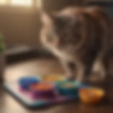 Colorful Silicone Cat Feeding Mat A colorful silicone cat feeding mat with matching bowls