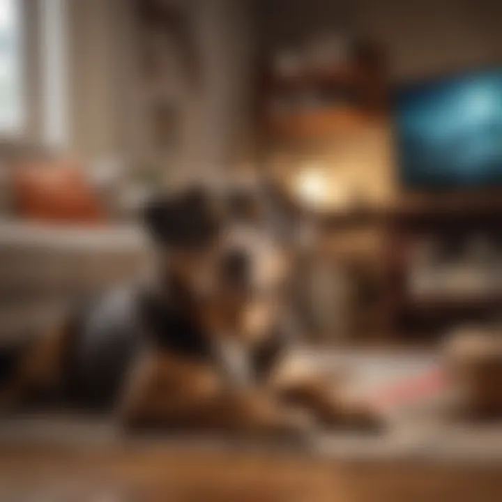 A cozy home environment for a mixed breed dog