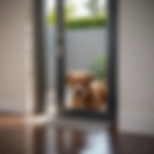 A stylish doggie door installed in a modern home