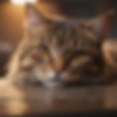 A cat lounging comfortably, showcasing good overall health.