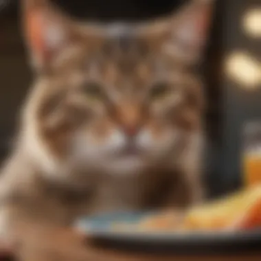 A happy cat enjoying its meal with a focus on hydration.