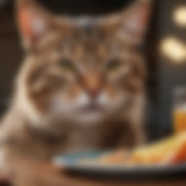 A happy cat enjoying its meal with a focus on hydration.
