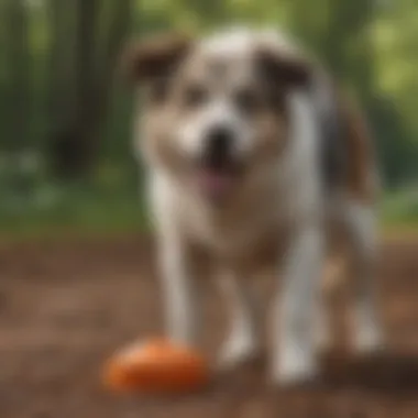 A dog responding positively to a noise maker during training