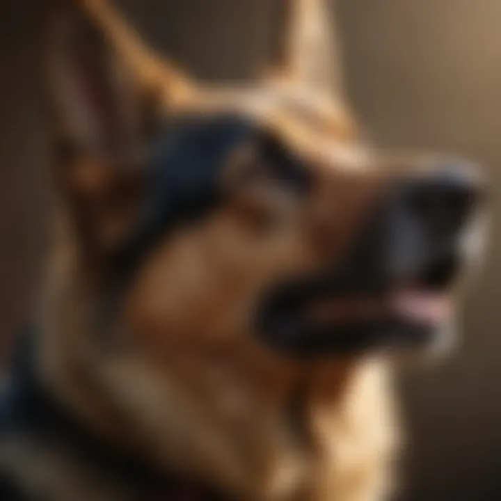 Close-up of a female German Shepherd showcasing her strong features
