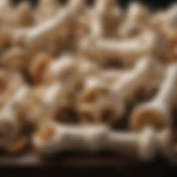 Close-up of various flavored bones for puppies