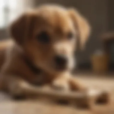 Motivational Treats for Training Puppy receiving a flavored bone during training