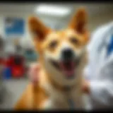 Happy dog receiving a check-up