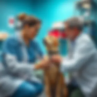 Pet owner discussing health with veterinarian