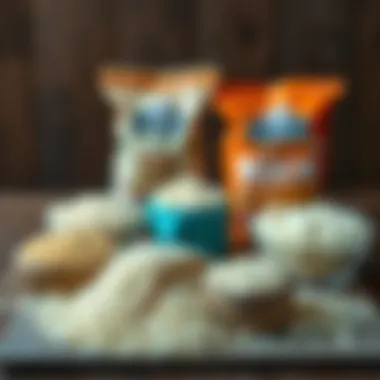 A variety of grain-free rice alternatives arranged on a wooden surface