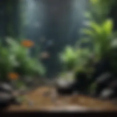 Aesthetic Arrangement A beautifully arranged aquarium with artificial plants enhancing aesthetics